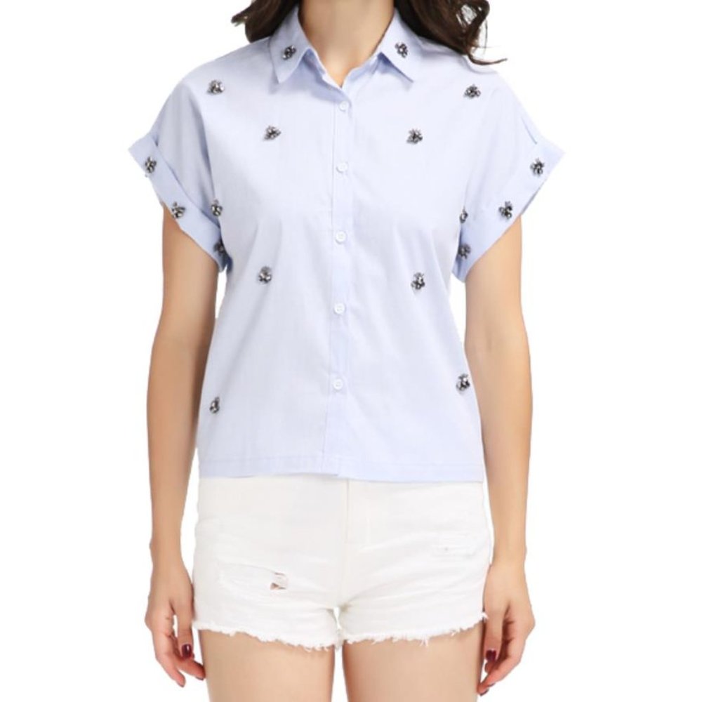 Blue beading Cotton blouse